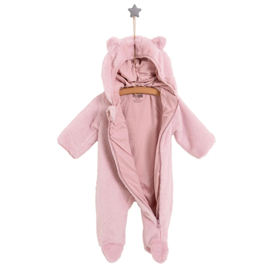 HelloBaby Newborn Girl Plush Footed Jumpsuit - Pink - Miu Mau Baby & Kids Store