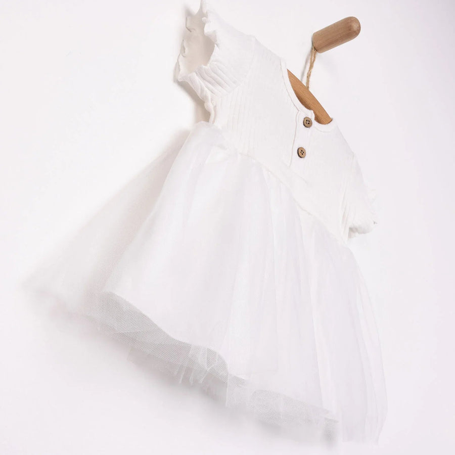 HelloBaby Newborn Girl Tulle Dress - Ecru - Miu Mau Baby & Kids Store