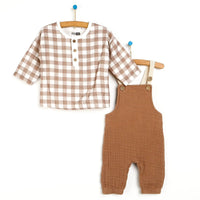 HelloBaby Newborn Muslin Overalls - Sweatshirt - Brown - Miu Mau Collectibles