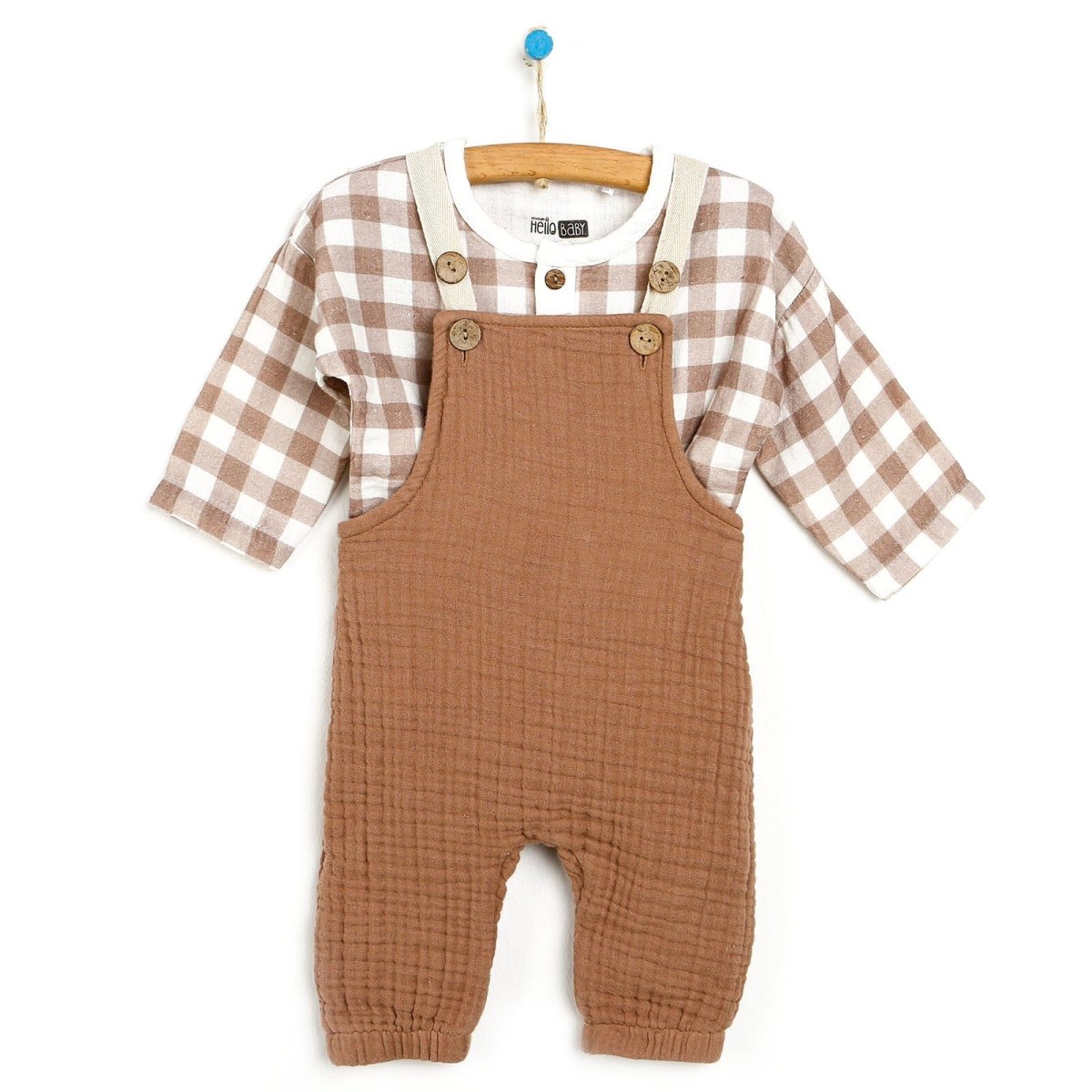 HelloBaby Newborn Muslin Overalls - Sweatshirt - Brown - Miu Mau Collectibles