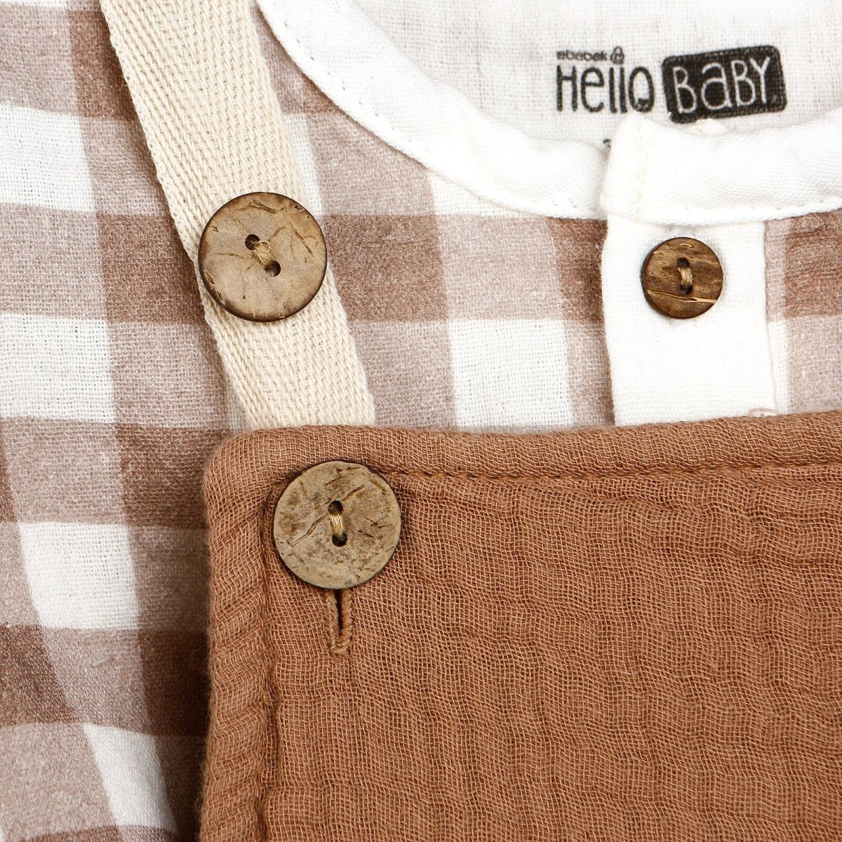 HelloBaby Newborn Muslin Overalls - Sweatshirt - Brown - Miu Mau Collectibles