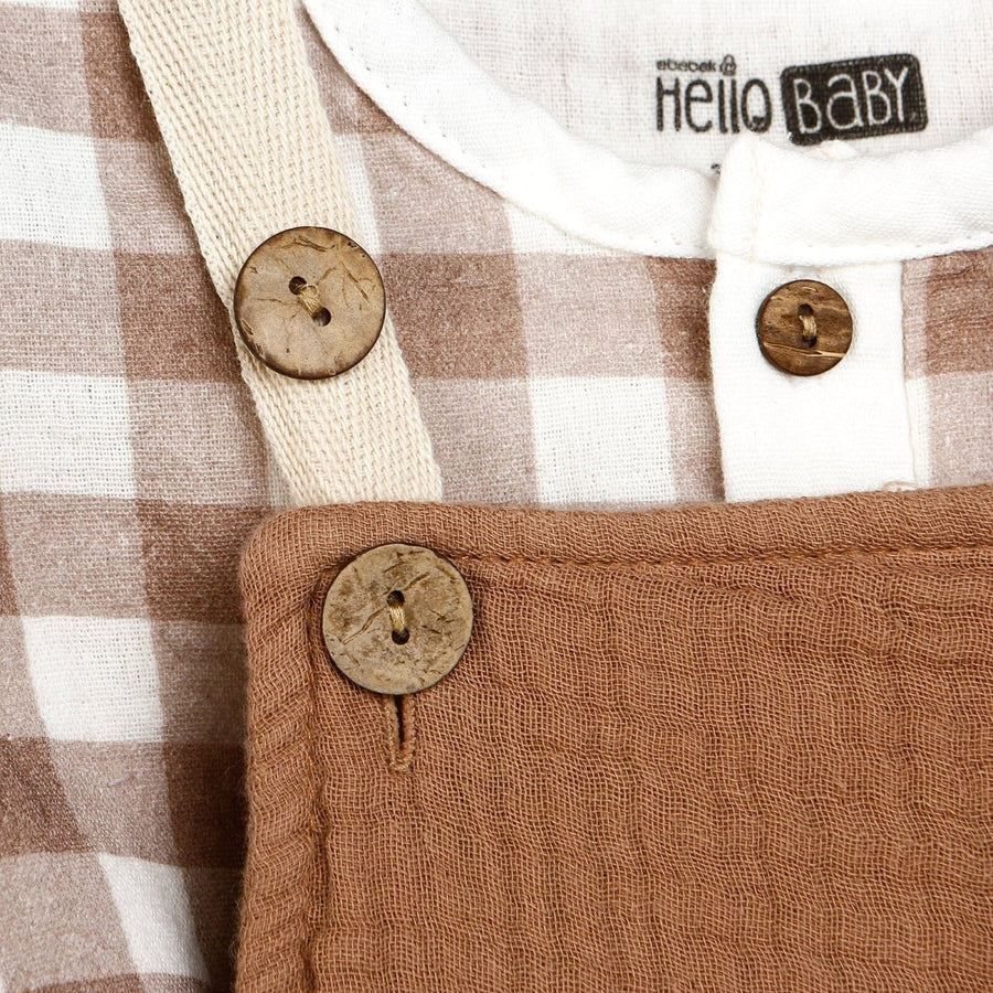 HelloBaby Newborn Muslin Overalls - Sweatshirt - Brown - Miu Mau Collectibles