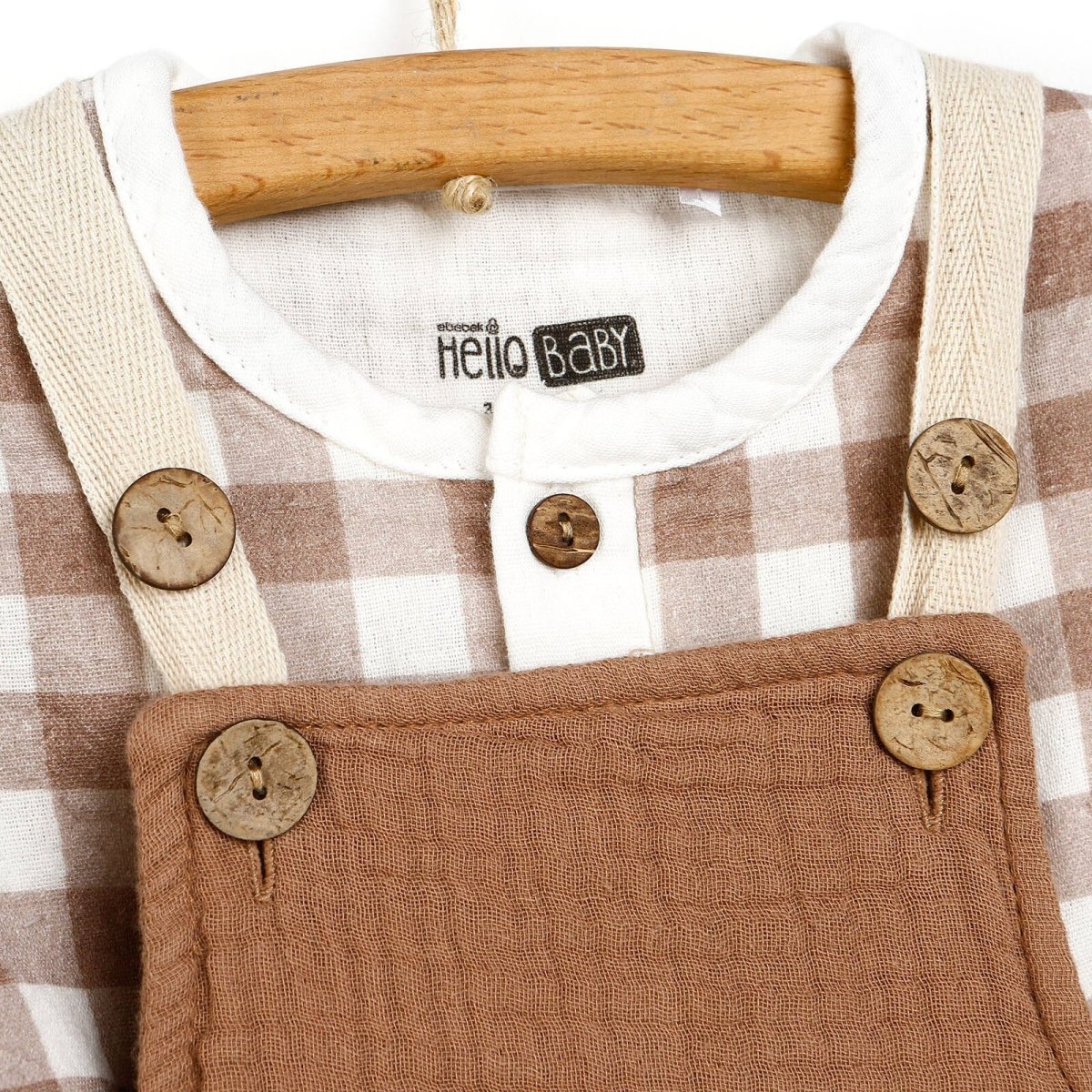 HelloBaby Newborn Muslin Overalls - Sweatshirt - Brown - Miu Mau Collectibles