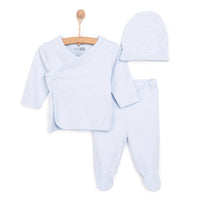 HelloBaby Newborn Organic Wrapover Top - Hat - Blue - Miu Mau Collectibles