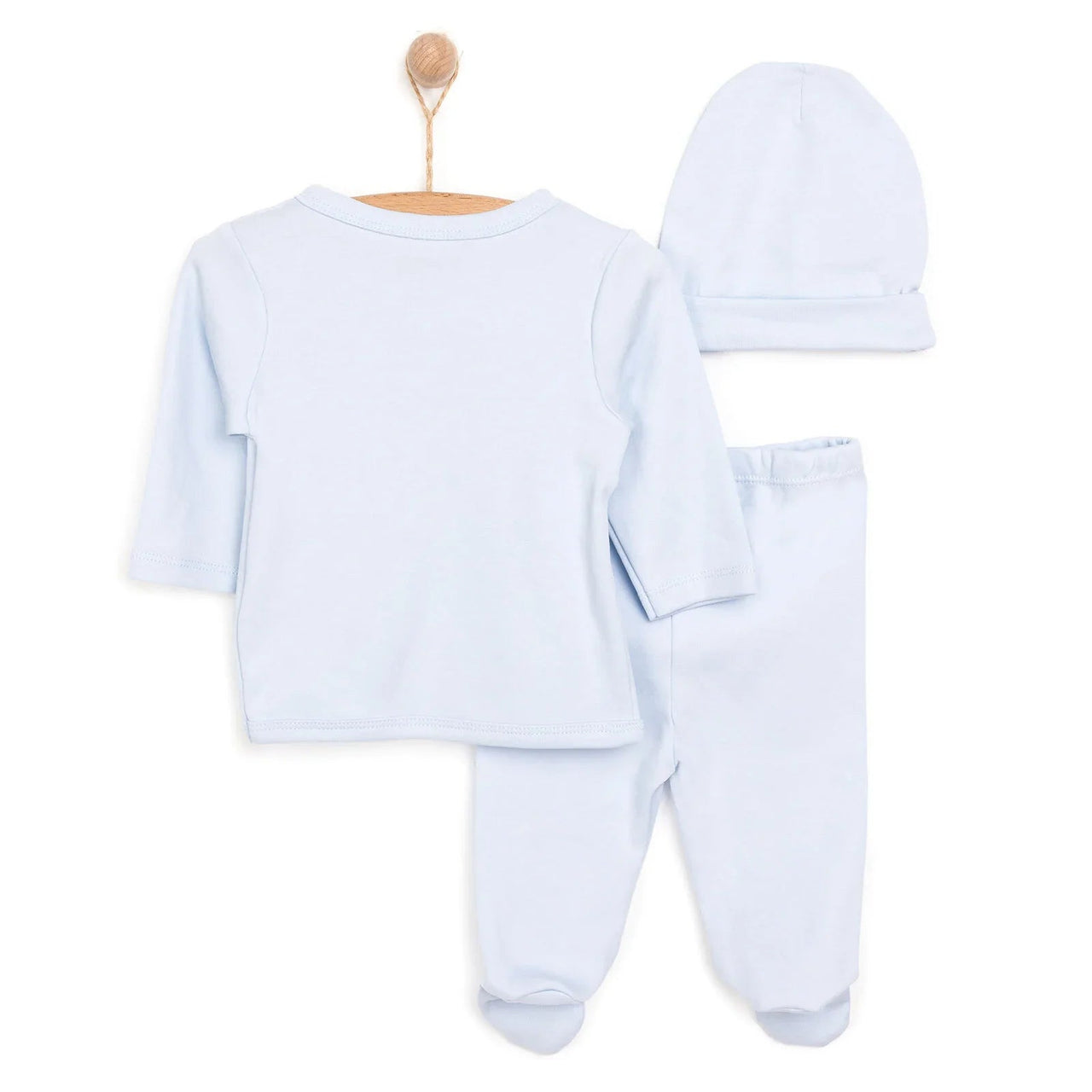 HelloBaby Newborn Organic Wrapover Top - Hat - Blue - Miu Mau Collectibles