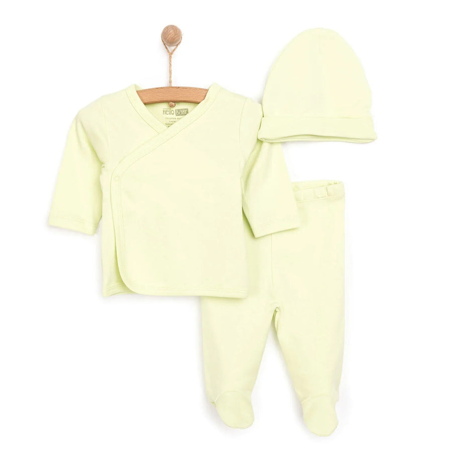 HelloBaby Newborn Organic Wrapover Top - Hat - Green - Miu Mau Collectibles