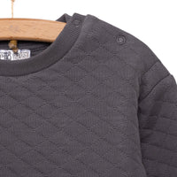 HelloBaby Newborn Quilted Sweatshirt - Footed Bottom - Charcoal - Miu Mau Collectibles