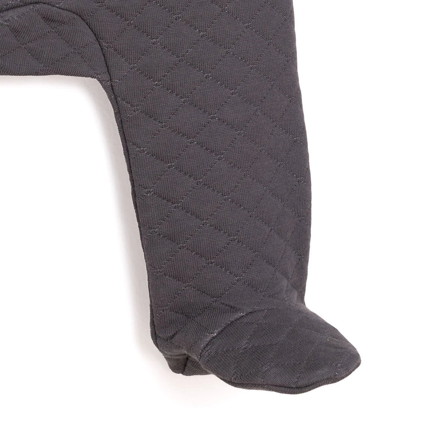 HelloBaby Newborn Quilted Sweatshirt - Footed Bottom - Charcoal - Miu Mau Collectibles