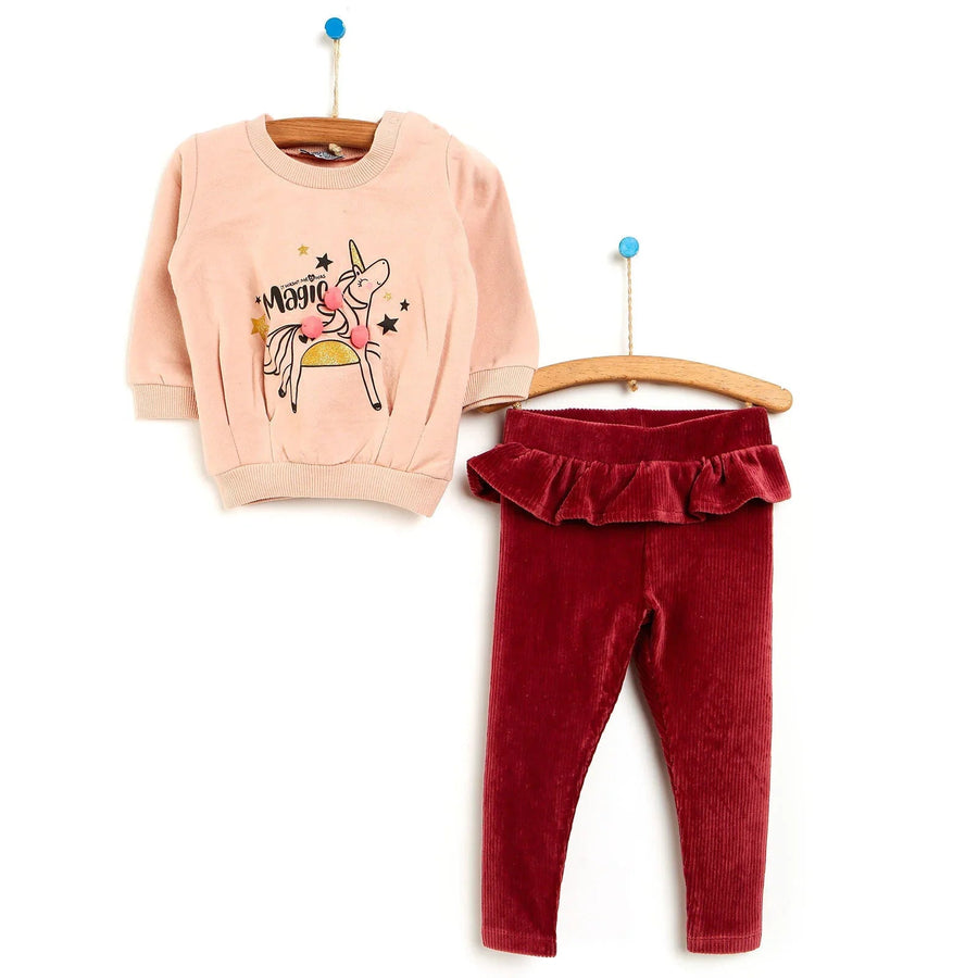 HelloBaby Sweatshirt - Leggings - Maroon - Miu Mau Collectibles