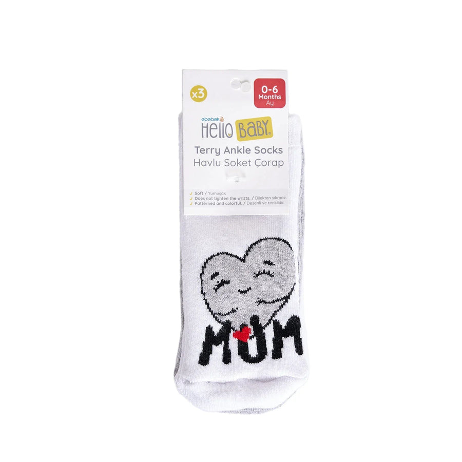 HelloBaby Unisex Chenille Socks 3 Pack - White - Miu Mau Collectibles
