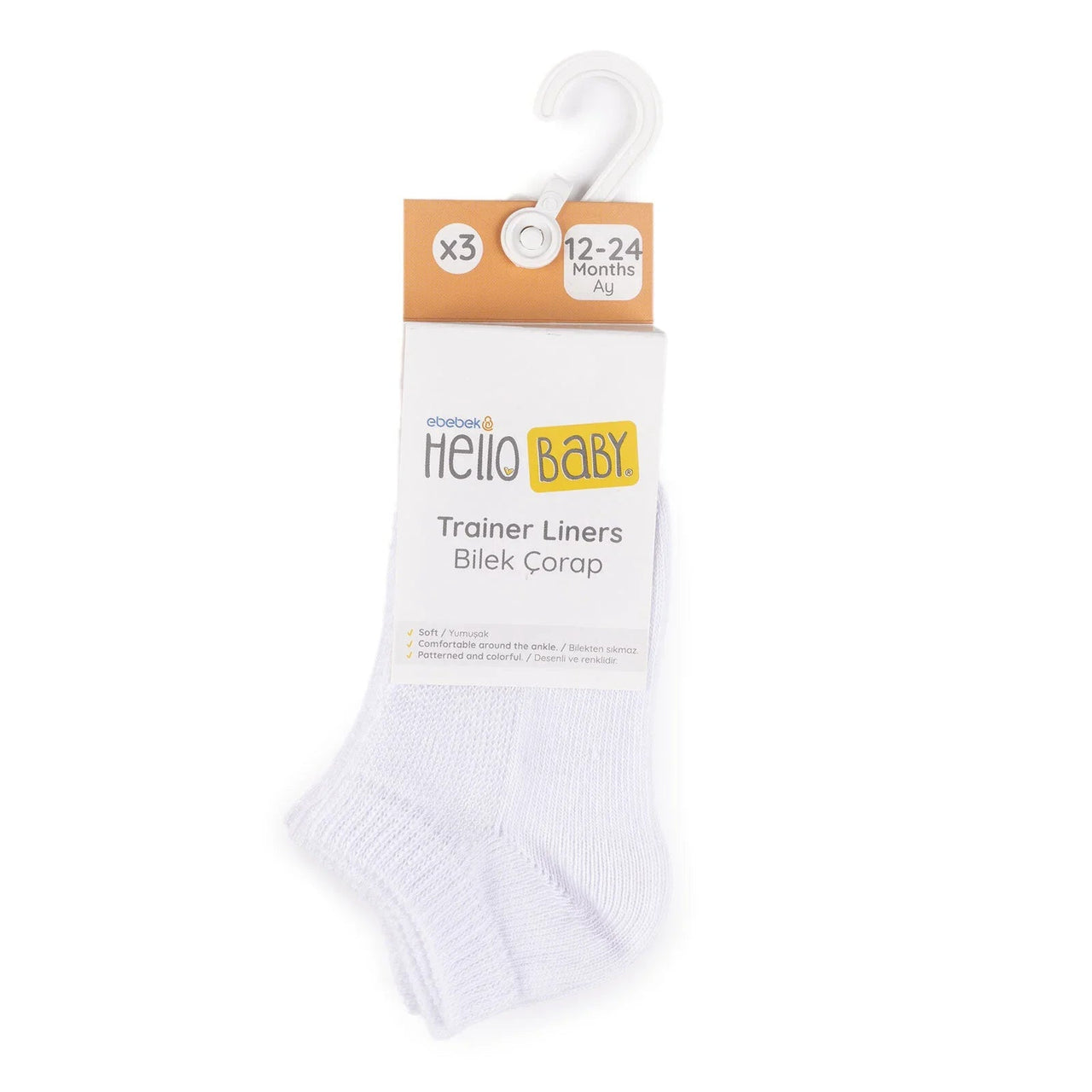 HelloBaby Unisex Socks 3 pcs - White - Miu Mau Collectibles