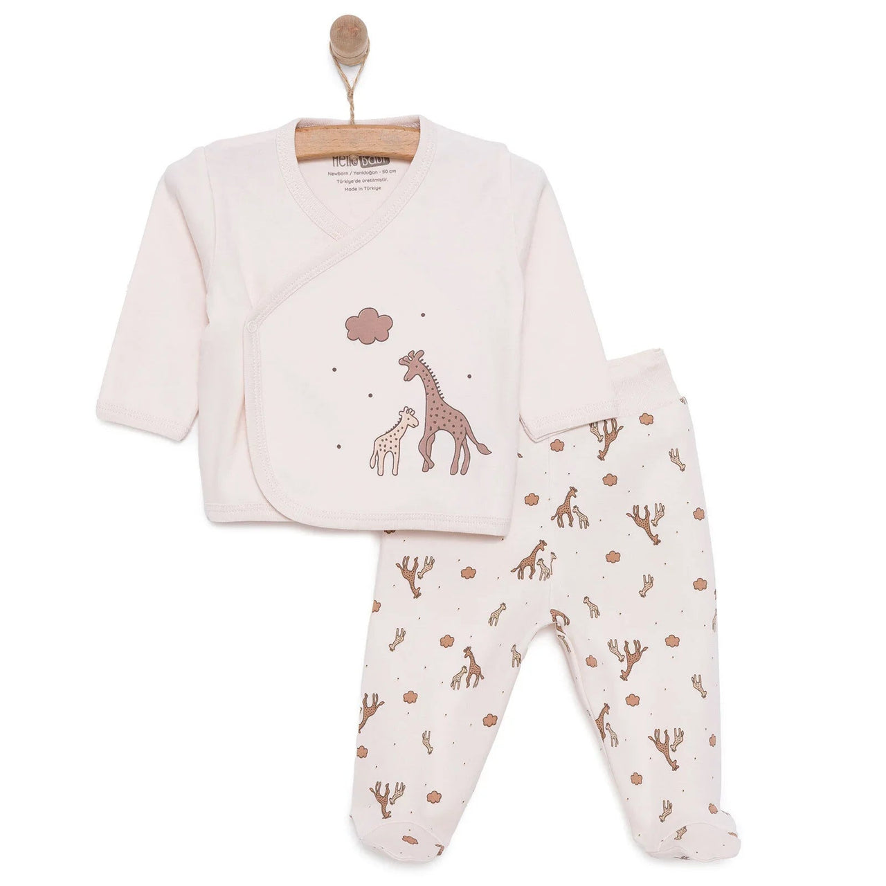 HelloBaby Unisex Wrapover Top - Footed Bottom - Beige - Miu Mau Collectibles