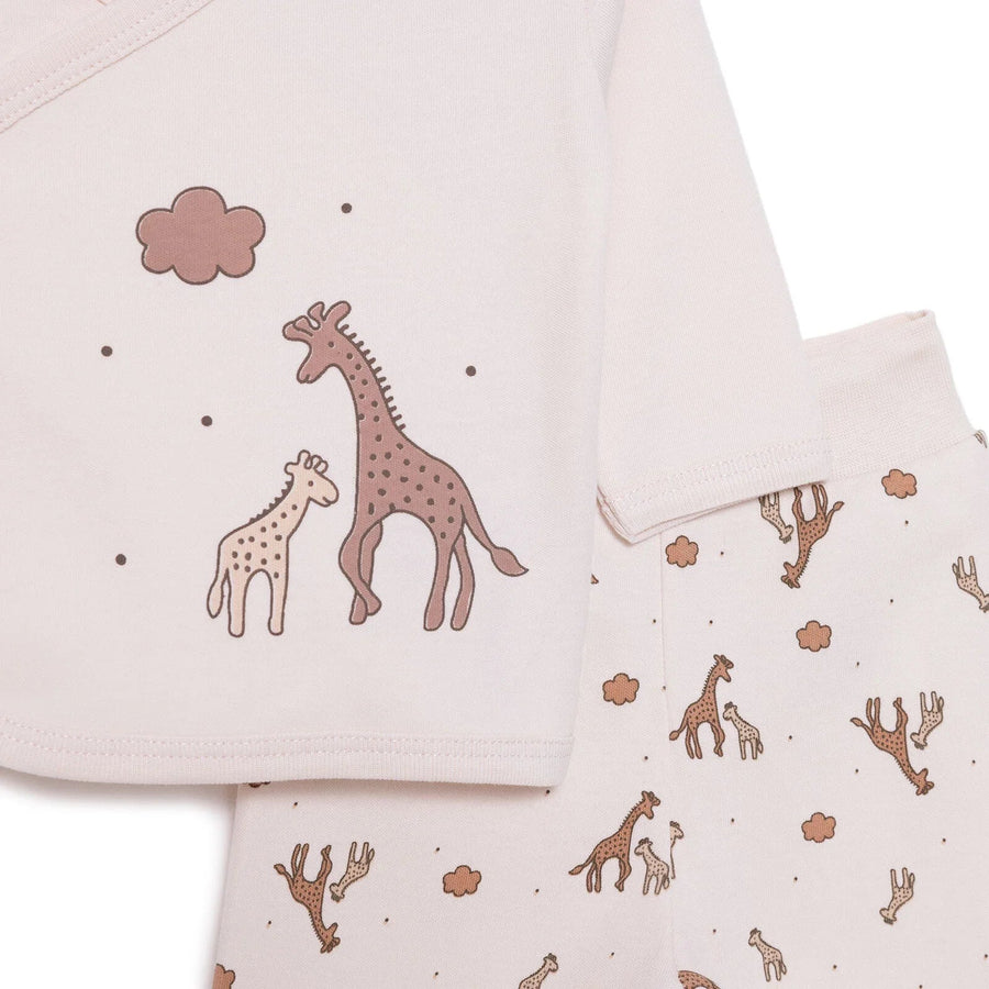 HelloBaby Unisex Wrapover Top - Footed Bottom - Beige - Miu Mau Collectibles