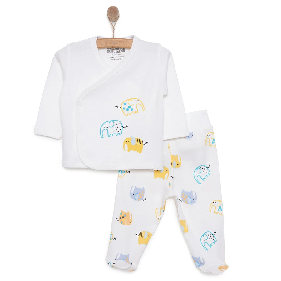 HelloBaby Unisex Wrapover Top - Footed Bottom - Ecru - Miu Mau Collectibles