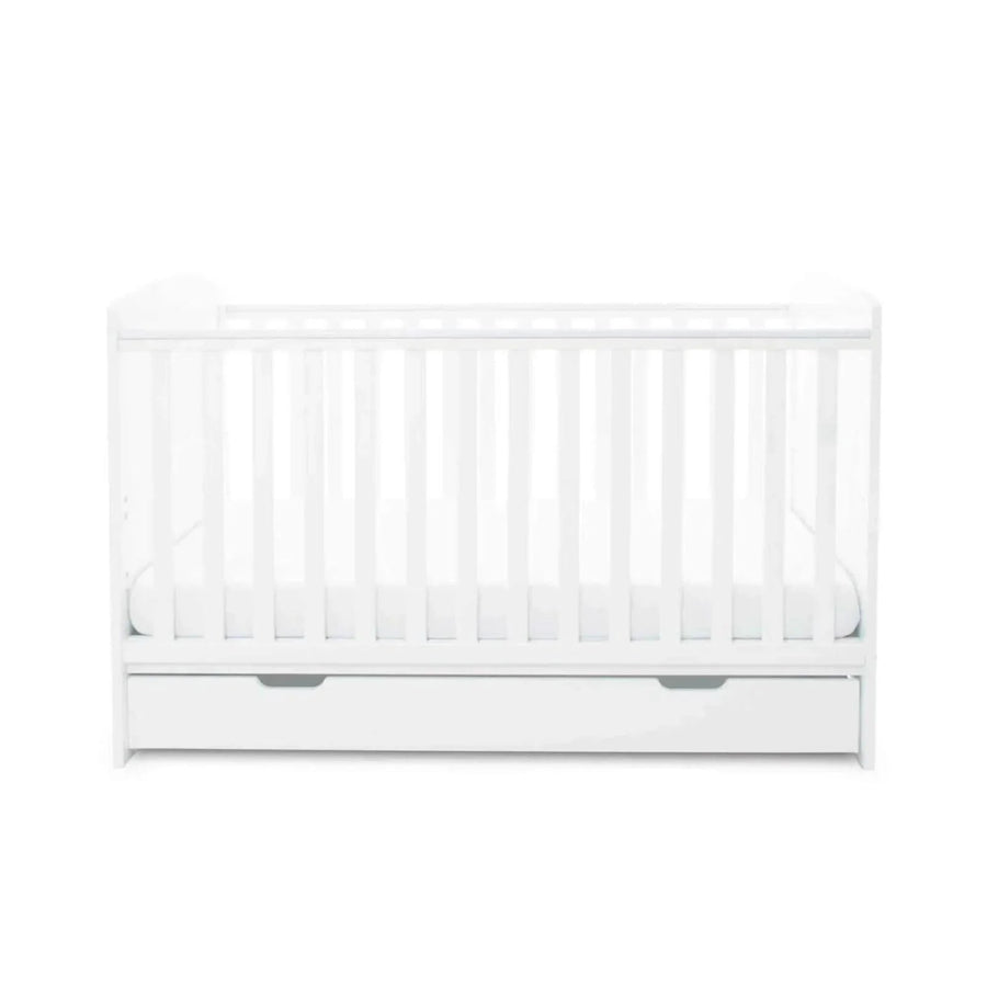 Ickle Bubba Coleby Classic Cot Bed & Under Drawer White - Premium Pocket Sprung Mattress - Miu Mau Baby & Kids Store