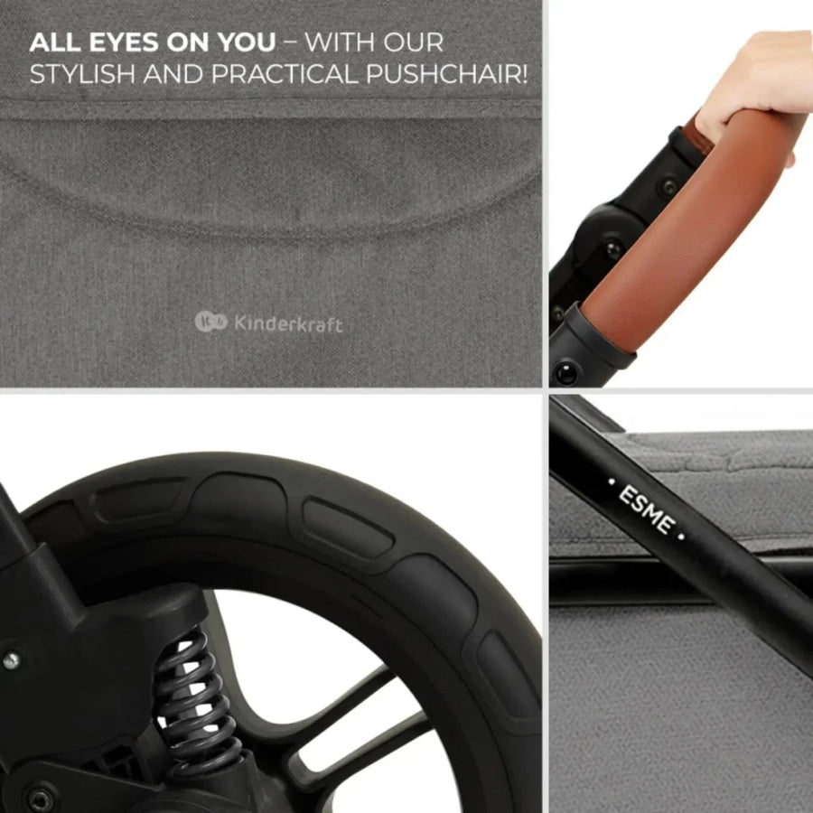 Kinderkraft Esme 3 - in - 1 Travel System with Mink Pro Car Seat - Moonlight Grey - Miu Mau Baby & Kids Store