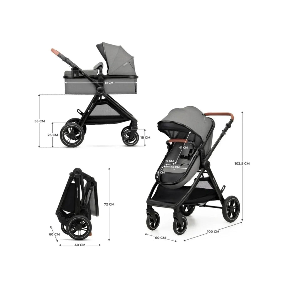 Kinderkraft Esme 3 - in - 1 Travel System with Mink Pro Car Seat - Moonlight Grey - Miu Mau Baby & Kids Store