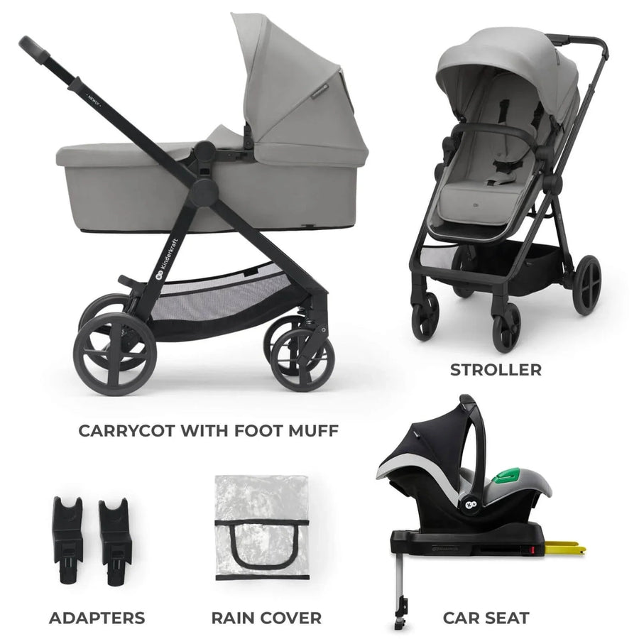 Kinderkraft Newly Mink Pro 4 - in - 1 Travel System - Moonlight Grey - Miu Mau Collectibles