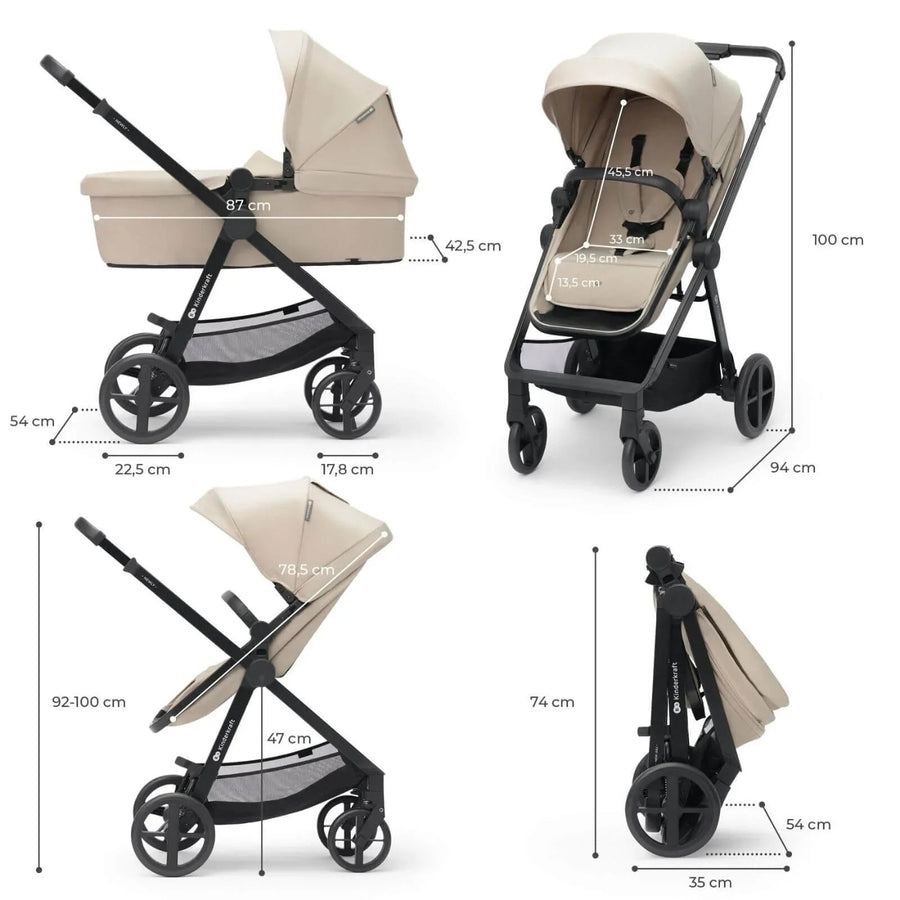 Kinderkraft Newly Mink Pro 4 - in - 1 Travel System - Sand Beige - Miu Mau Collectibles