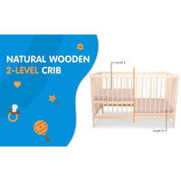 Kukka Natural Wood 2 - Level Cot 60x120 cm - Miu Mau Collectibles