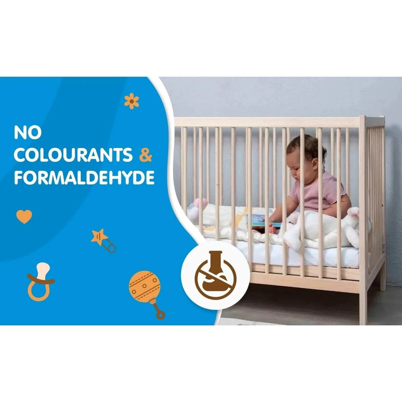 Kukka Natural Wood 2 - Level Cot 60x120 cm - Miu Mau Collectibles