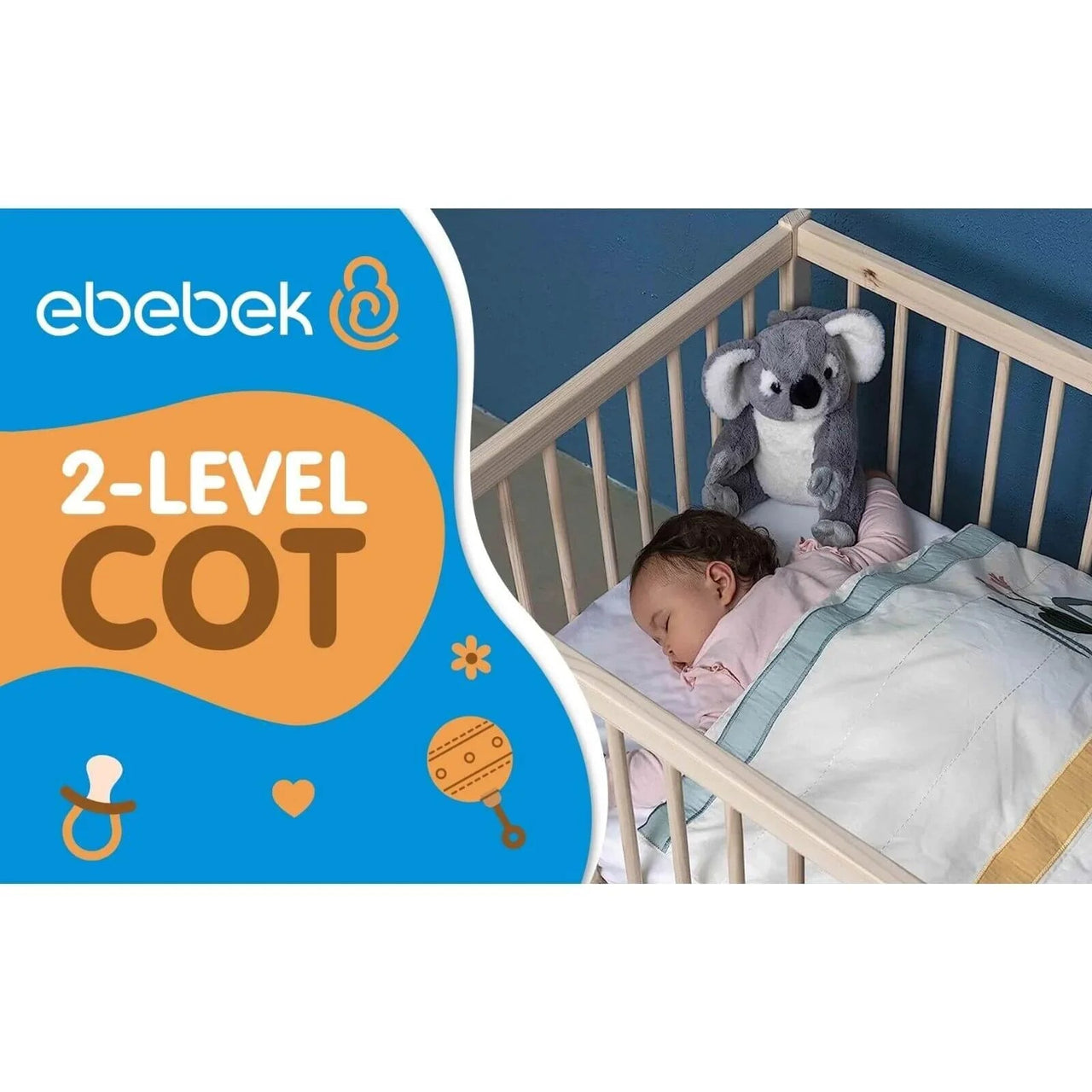 Kukka Natural Wood 2 - Level Cot 60x120 cm - Miu Mau Collectibles