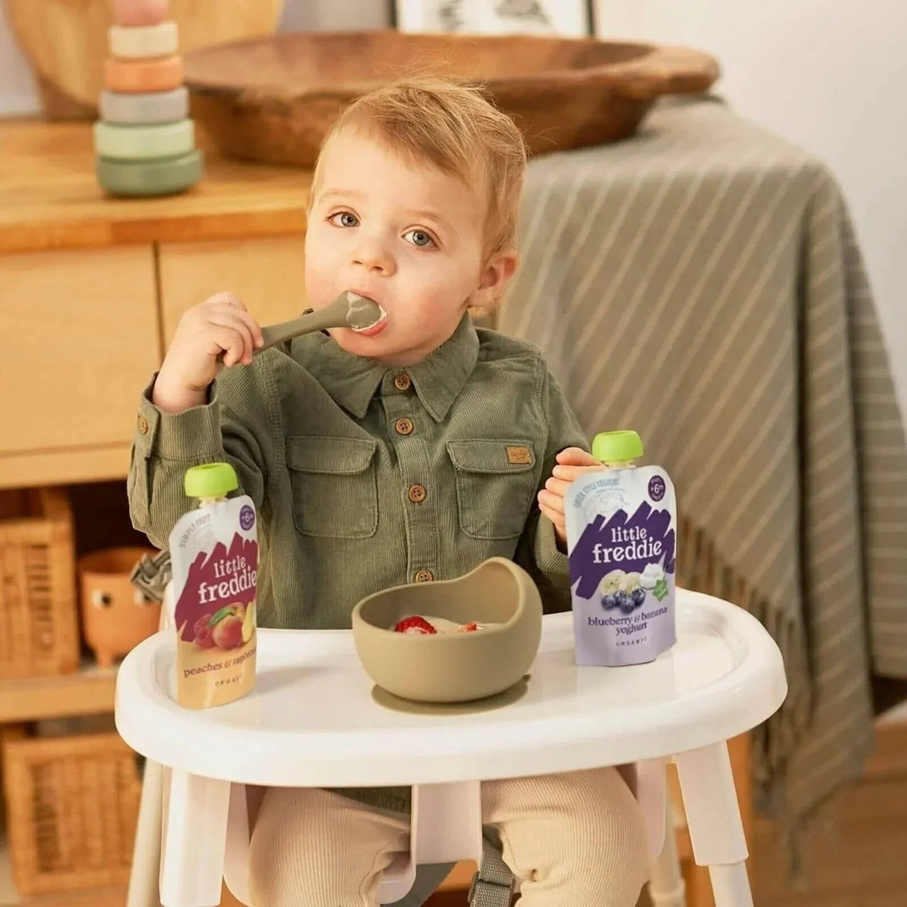 Little Freddie Organic Peaches & Raspberries Baby Food Pouch 6+ months 100g - Miu Mau Baby & Kids Store