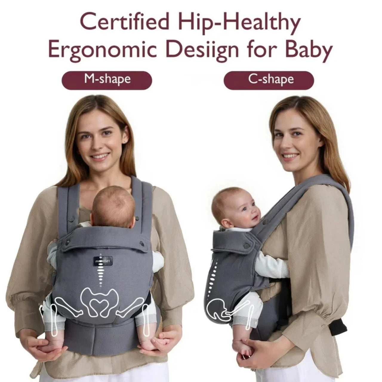 Momcozy Baby Carrier Newborn to Toddler Cotton - Grey - Miu Mau Collectibles