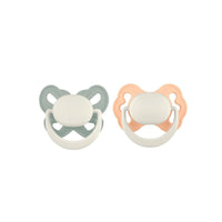 Mooma Clown & Butterfly Soothers 0 - 6 months Pack of 2 - Light Orange & River Green - Miu Mau Collectibles