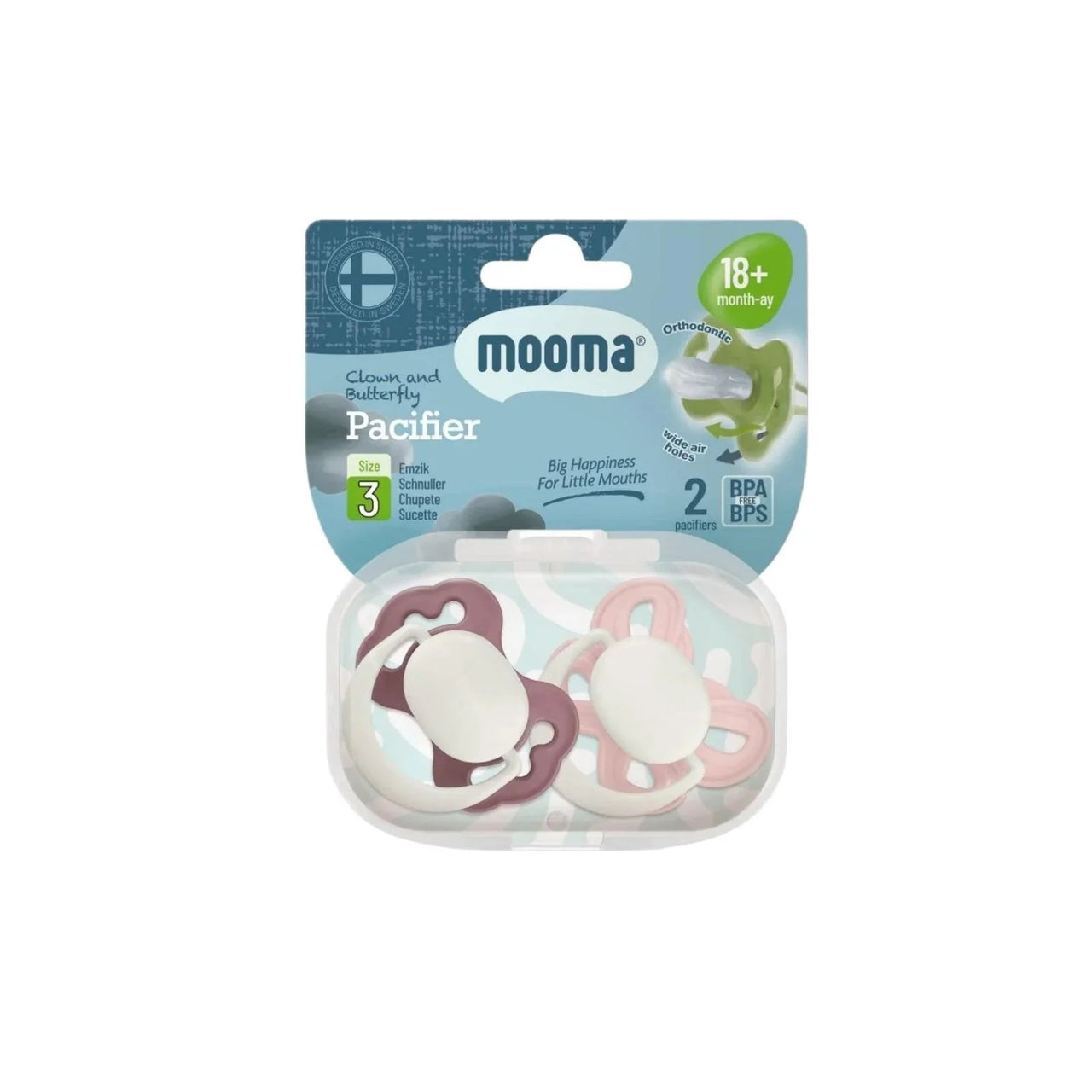 Mooma Clown & Butterfly Soothers 18+ months Pack of 2 - Brownish Purple & Baby Pink - Miu Mau Collectibles
