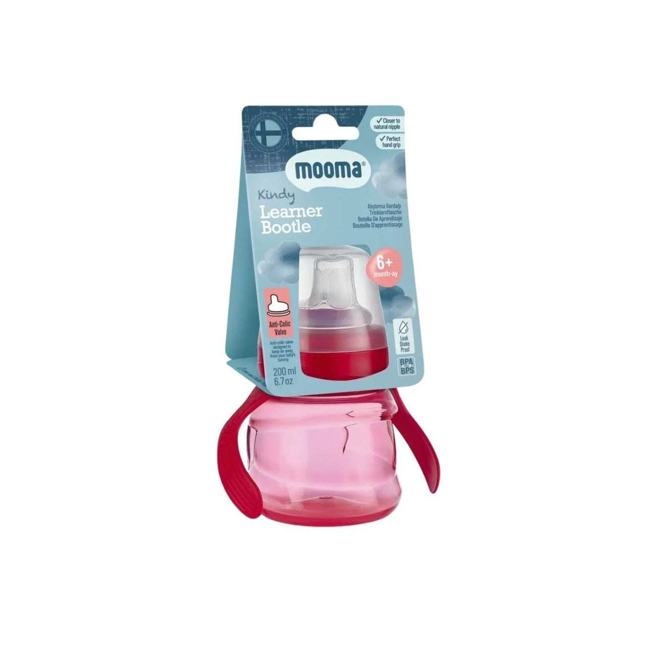 Mooma Kindy Learner Bottle 200ml - Red - Miu Mau Collectibles