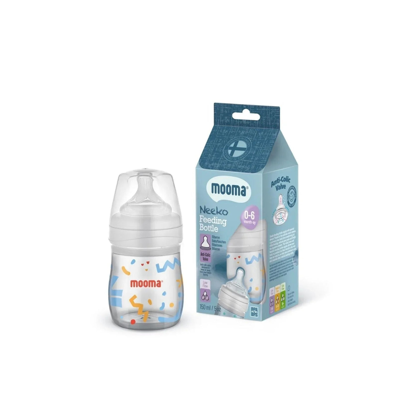 Mooma Neeko Bottle Slow Flow 0 - 6 months 150ml - Confetti - Miu Mau Collectibles