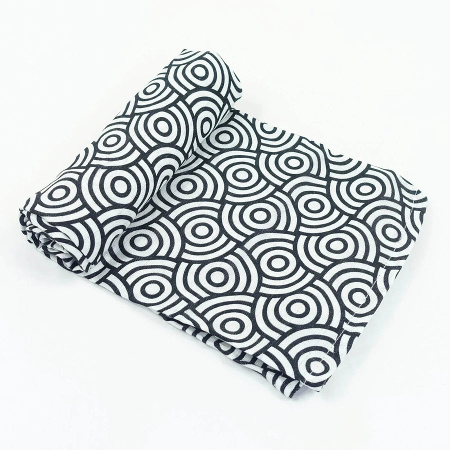 MuslinZ Bamboo/Organic Cotton Muslin Swaddle 120x120cm - Black Swirl - Miu Mau Collectibles