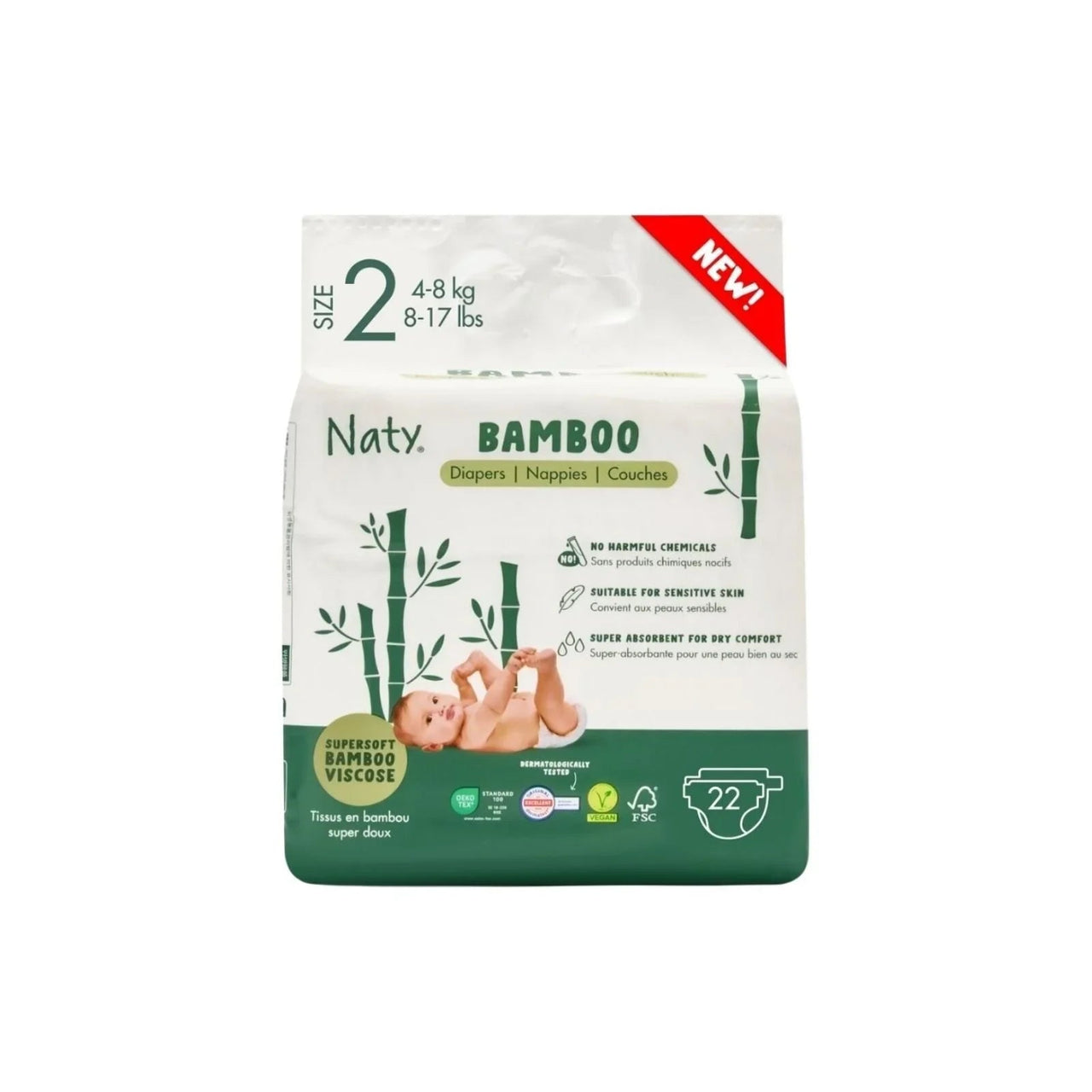 Naty Bamboo Viscose Baby Nappies Size 2 - 22 nappies - Miu Mau Collectibles