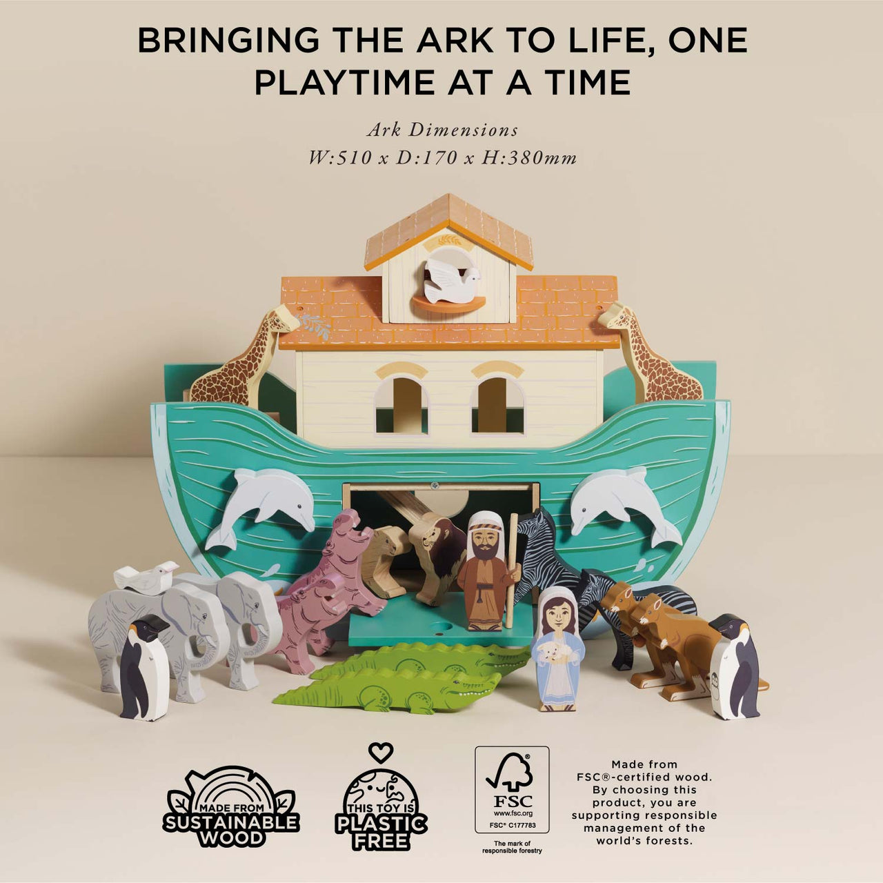Noah’s Great Wooden Ark & Animals - Miu Mau Collectibles