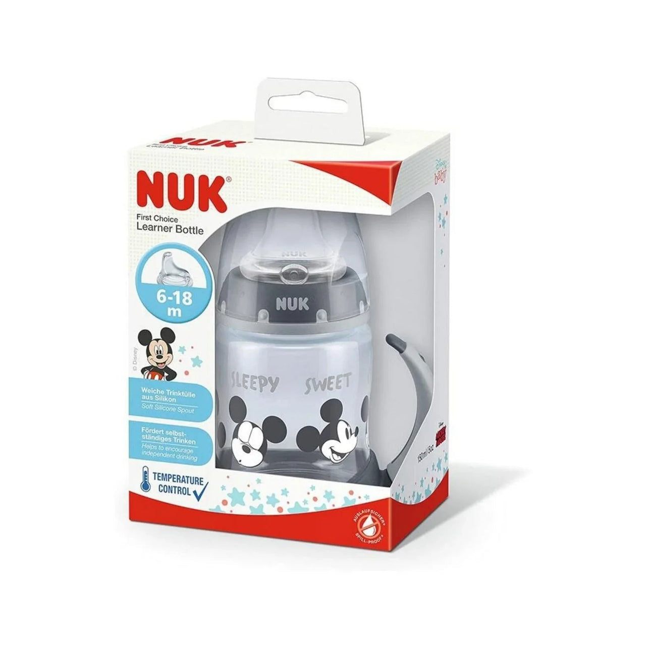 NUK Disney Mickey Mouse Learner Bottle with Spout 6 - 18 months 150ml - Miu Mau Collectibles
