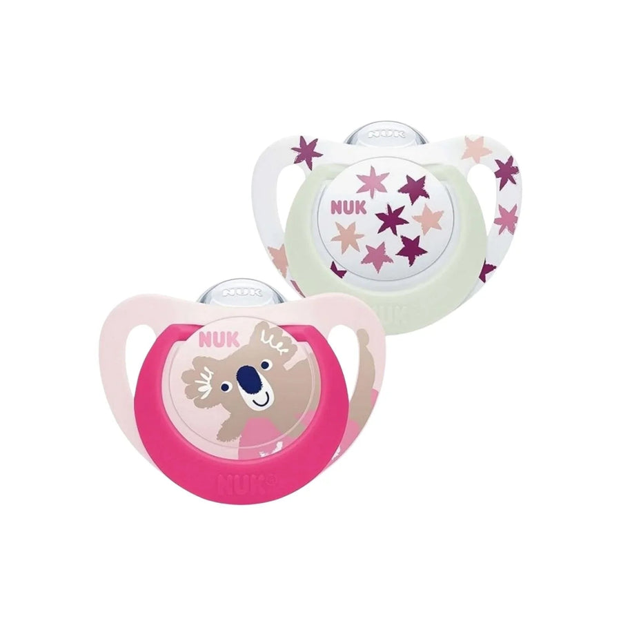 NUK Star Day & Night Soother 6 - 18 months Pack of 2 - Pink - Miu Mau Collectibles