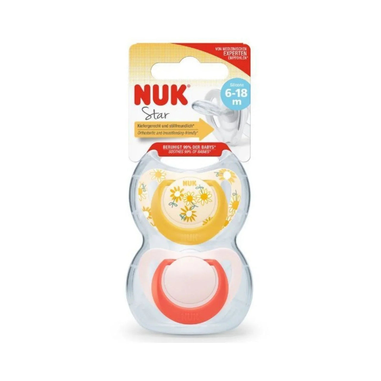 NUK Star Soother 6 - 18 months Pack of 2 - Red - Miu Mau Collectibles