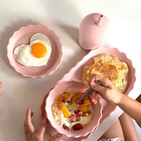 Pink Daisy Wavy Edge Silicone Bowl and Plate Set - Miu Mau Collectibles