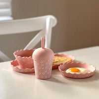 Pink Daisy Wavy Edge Silicone Bowl and Plate Set - Miu Mau Collectibles