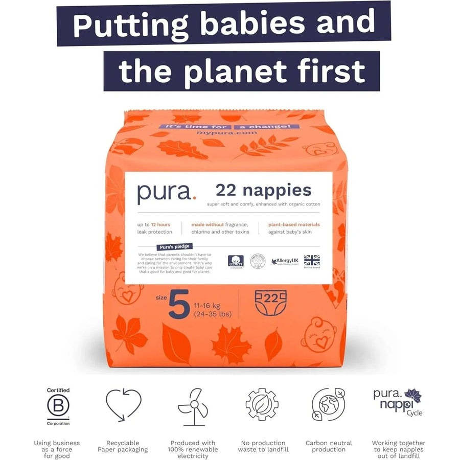 Pura Eco Nappy Size 5 - 22 nappies - Miu Mau Collectibles
