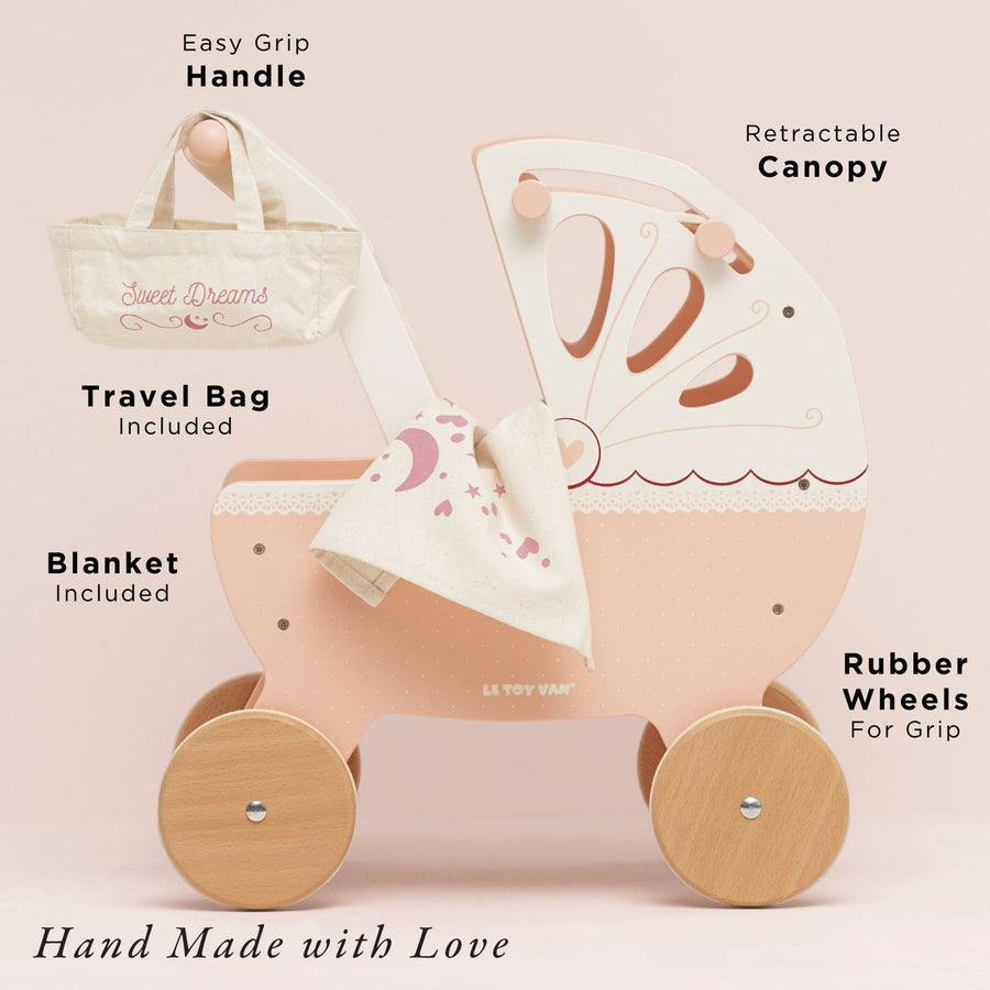 Retro Wooden Doll Pram - Miu Mau Collectibles