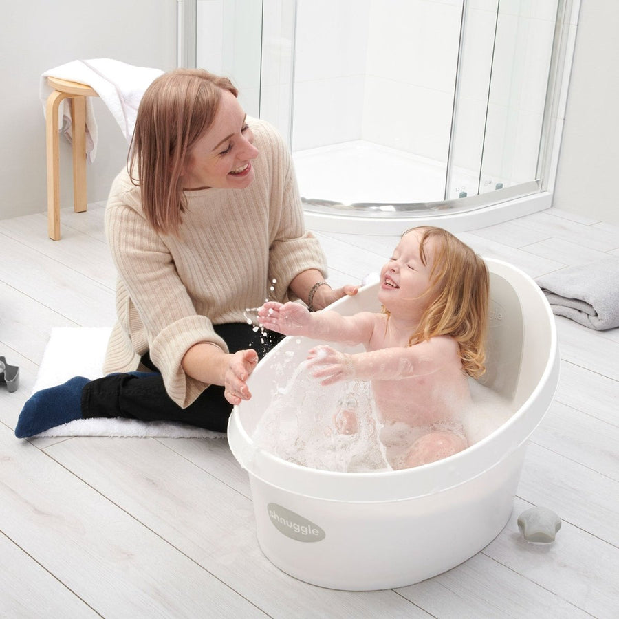 Shnuggle Toddler Bath Tub - White With Light Grey Backrest - Miu Mau Collectibles