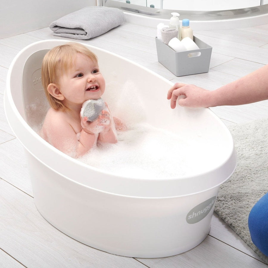 Shnuggle Toddler Bath Tub - White With Light Grey Backrest - Miu Mau Collectibles