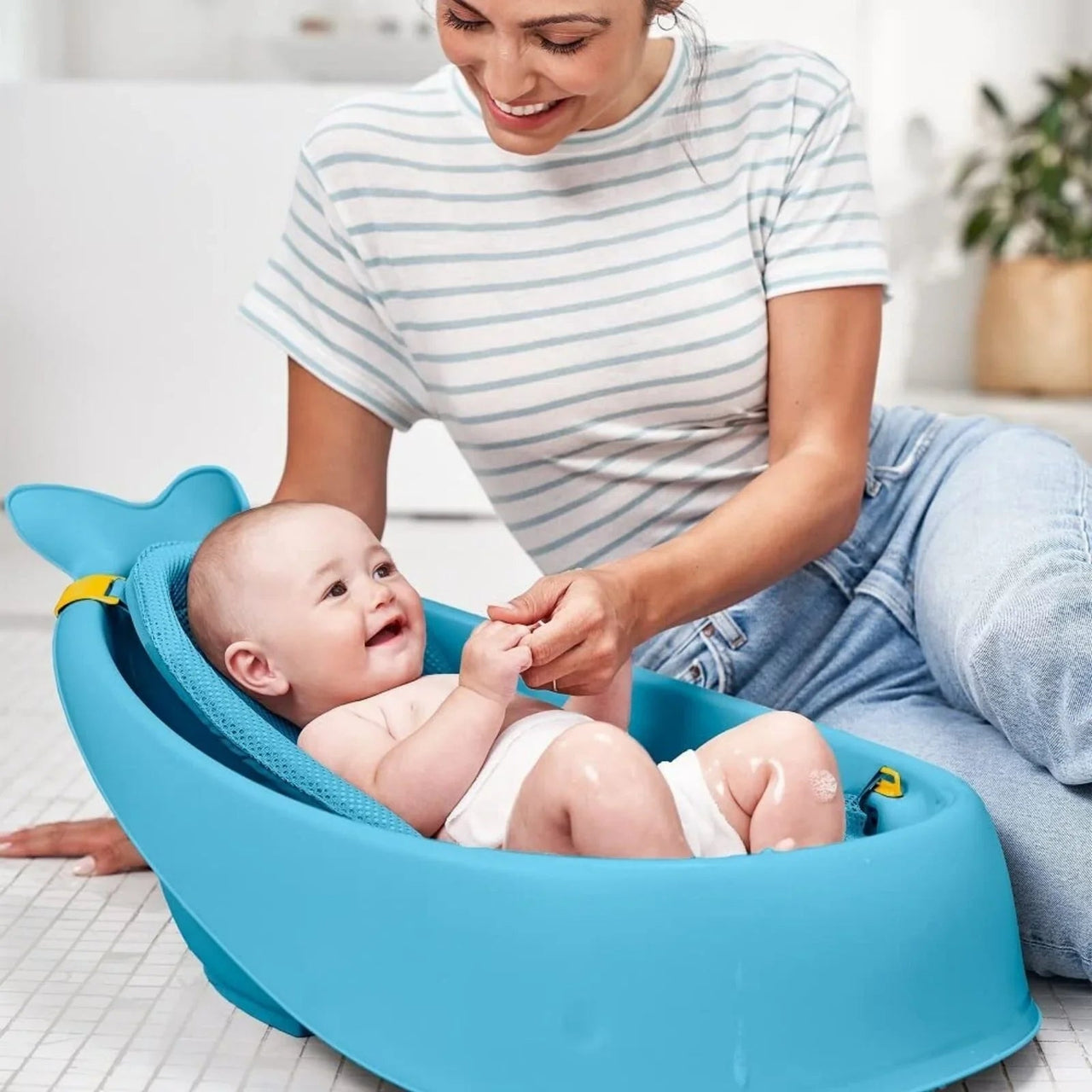 Skip Hop Moby Smart Sling 3 - Stage Baby Bath Tub - Blue - Miu Mau Collectibles