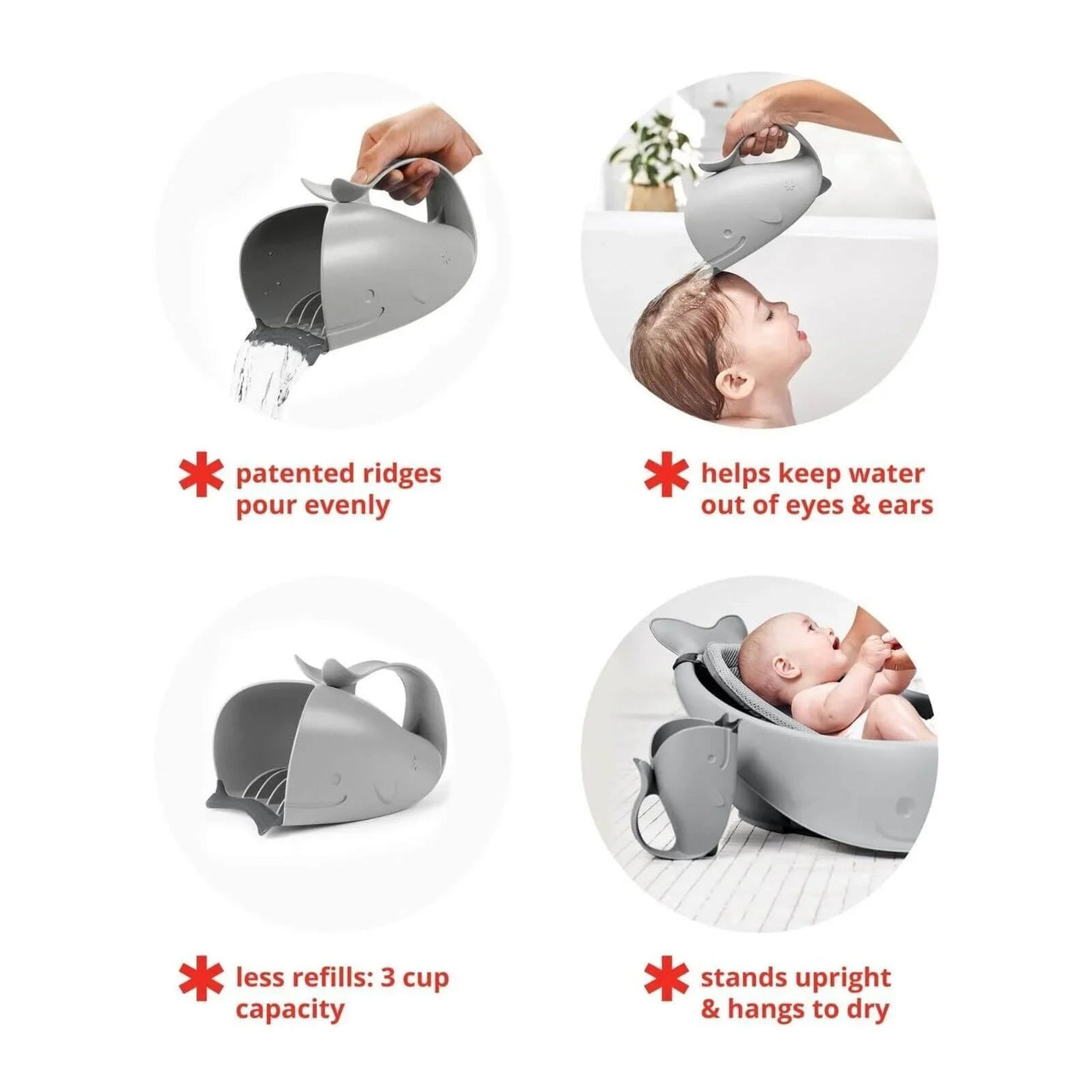 Skip Hop Moby Waterfall Bath Rinser Grey - Miu Mau Collectibles