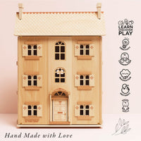The Grand Natural Wood Dolls House - Miu Mau Collectibles