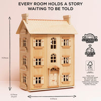The Grand Natural Wood Dolls House - Miu Mau Collectibles