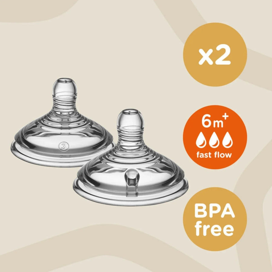 Tommee Tippee Closer to Nature Teat Fast Flow 6+ months Pack of 2 - Miu Mau Collectibles