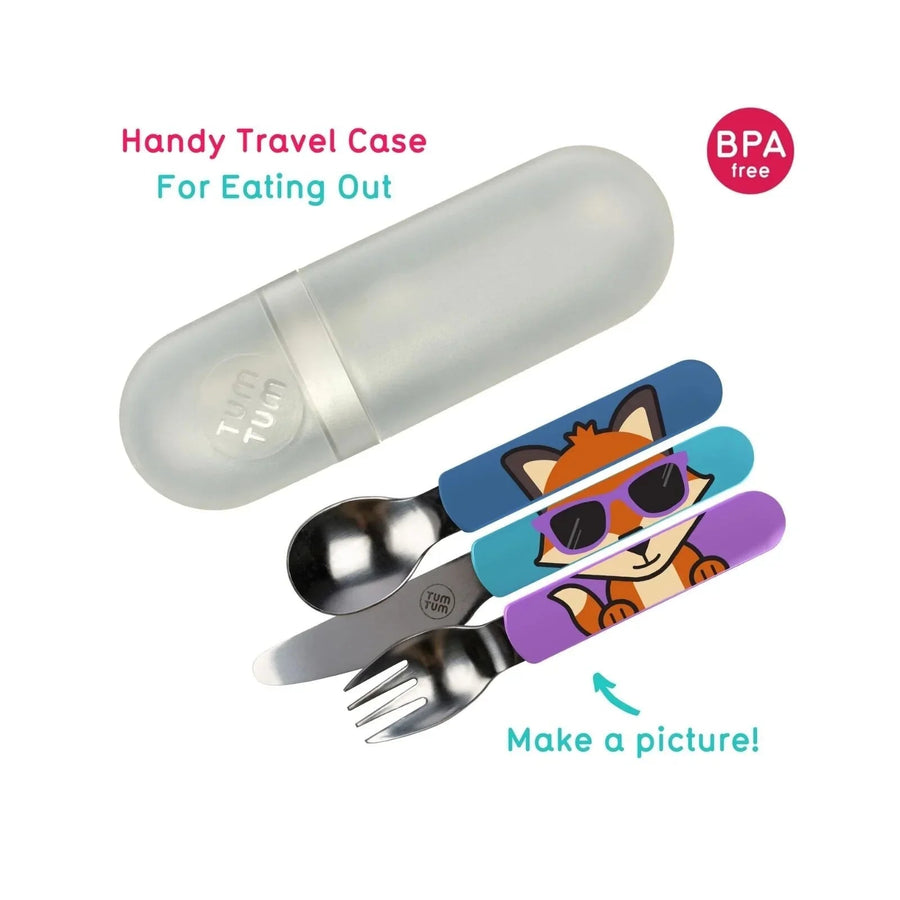 TUM TUM Travel Cutlery Set with Case - Felicity Fox - Miu Mau Collectibles